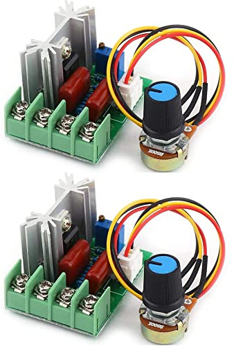 Gebildet 2st AC 110V-220V/25A 2000W, Förkopplad Högeffekts Elektronisk Spänningsregulator Modul, Justerbar Motorhastighetsregulator Reglering Ultra Liten LED Dimmer med Hastighetsknapp