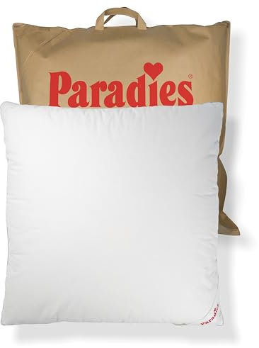 PARADIES Dreikammer-Kopfkissen 80x80 cm - 200g + 870g - Abbie fest Bio - festes Daunenkissen 80x80 mit RDS zertifizierten Gänsefedern und Daunen