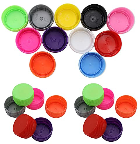 Plastic Bottle Caps, 50Pcs, Colored Bottle Tops, Bottles Lids