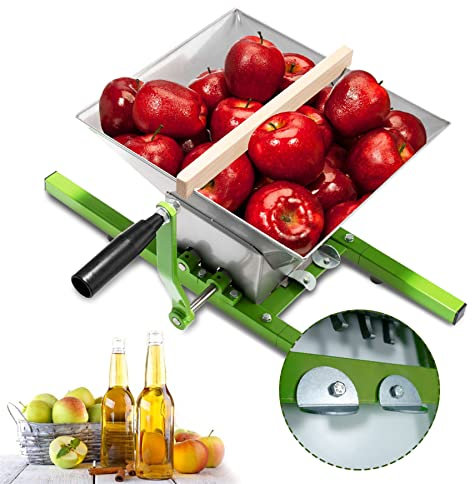 Froadp 7L Obstmühle Edelstahl Obstpresse Maischemühle mit Handkurbel Obsthäcksler Traubenmühle Apfelpresse Obstzerkleinerer Manuell Fruchtmühle Obst Schredder Beerenmühle Einfach zu Säubern