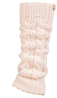 ELLE Ladies 1 Pair Chunky Cable Knit Leg Warmers - Ballet Pink One Size
