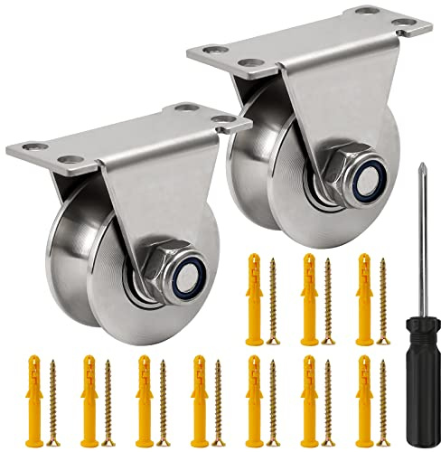 Ticeed 2PCS Poulie de Levage, Roue Gorge V Poulie de Mouflage Roulette Portail Coulissant avec Tournevis pour Rail Roulette Portail, Cable, Porte Roulante, Cordes, Capacité de Charge 200kg