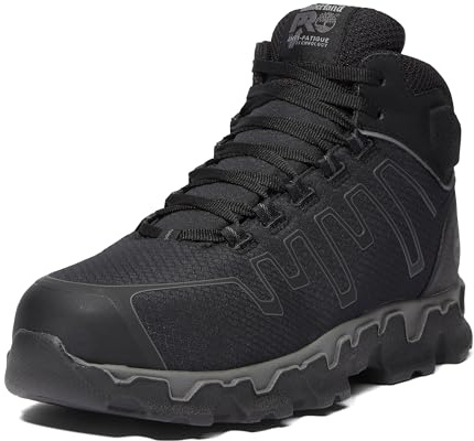 Timberland PRO Men's Powertrain Sport Mid Alloy Safety Toe Industrial Ahletic Work Shoe, Black/Grey-2024 New, 10
