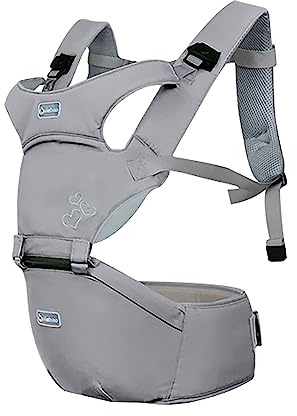 Ergonomische Babytrage mit abnehmbarem Hüftsitz, multifunktionale Babytrage für Neugeborene bis Kleinkinder, Babygurt zum Tragen von Kleinkindern