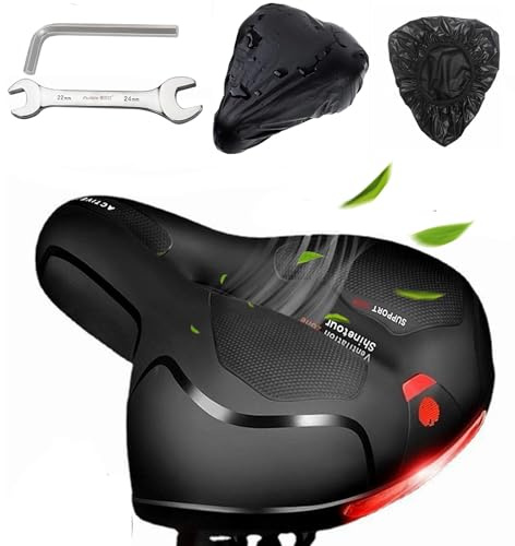 Qcdou Sella per Bicicletta Comoda, Sella Bici in Gel, Uomo Donna Sellino Bicicletta Traspirante Ergonomica per Biciclette da Strada, Sella per Bicicletta Morbido Ampia, Con Copertura Impermeabile