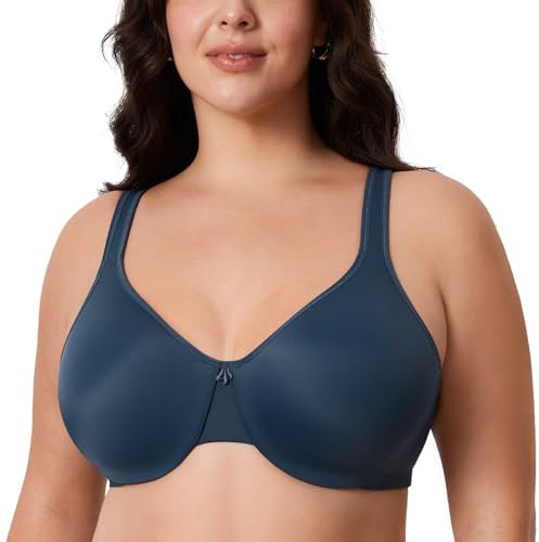 Delimira Women's Minimiser Bra Plus Size Underwired Full Cup Non Padded Seamless Support T Shirt Bra Sargasso 38E