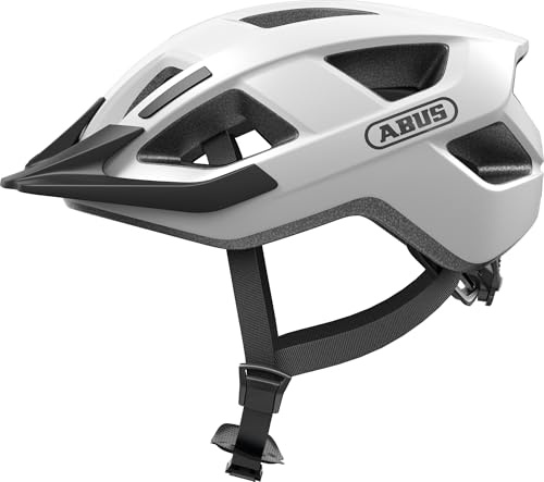 ABUS Casco da bicicletta Aduro 3.0 LED – Casco sportivo da città dal design elegante per escursioni quotidiane e sportive – con fanale posteriore – per uomo e donna – taglia L, bianco