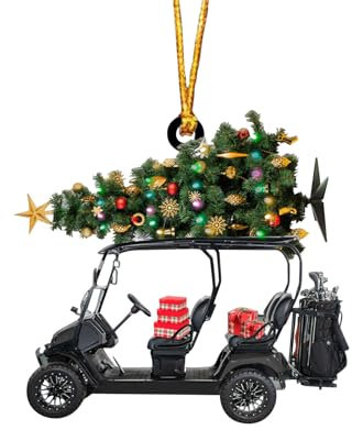 Changtai Weihnachtsdeko Golfwagen Anhänger für Weihnachtsbaum Weihnachten Deko Metall Golfwagen Anhänger Christmas Ornaments Auto Spiegelanhänger Weihnachtsanhänger Weihnachtsschmuck Geschenke