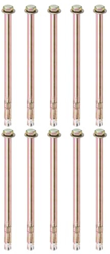 M METERXITY 10-Pack Tornillo De Expansión Hexagonal, M6x150mm Acero Al Carbón Galvanizado En ColoresExternos, Tornillo Metálico Concreto/Ladrillo Seco/Bloques