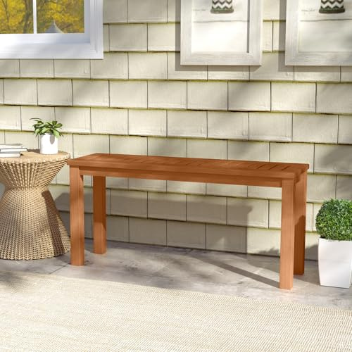 GIANTEX Banco de Exterior de 2 Plazas, 100 x 30 x 47 cm, Banco de Jardín de Madera Rústica, para 2 Personas, Carga hasta 150 kg, Asiento de Listones, para Parque, Patio, Balcón