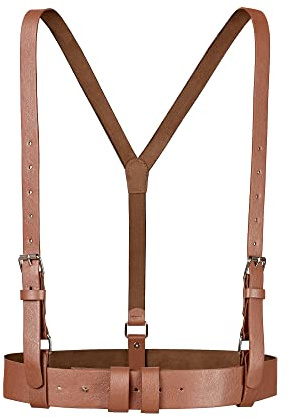 Allegra K Bretelles en Y en cuir synthétique vintage avec trous réglables pour homme et femme, marron, 93-108cm/36.61-42.52