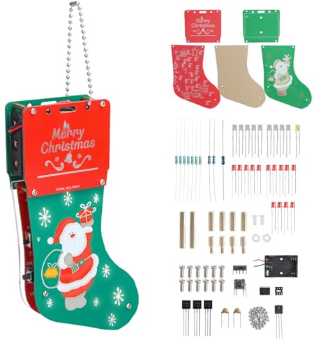 ICrduioo DIY Christmas Stocking Soldering Project, LED Soldering Kit Colorful Santa Claus Set, DIY Science Electronics Kit Creative Gift Soldering Practice Set Christmas Deco
