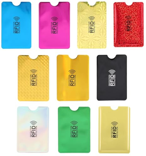 Lot de 10 Porte-Cartes RFID Colorés, Bloqueur RFID et NFC, Nsemble Anti Piratage Etui de Crédit Sécurisé sans Contact Blocage Porte-Cartes Anti Vol, Protection Portefeuille pour Homme et Femme
