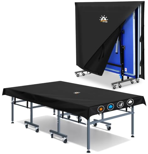 Zettum Funda Mesa Ping Pong Exterior Cubierta Mesa Ping Pong 188 x 155 CM | Oxford 600D PU Impermeable Anti-UV Protección Resistente a Desgarros y con Protección Solar Apto para Mesas Plegables