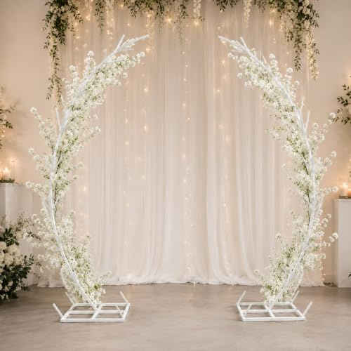 Supporto Arco per Palloncini Floreale Set Da 2, Mezzo Arco in Metallo Bianco Da 2,2 M, Arco Matrimonio per Navata, Photo Booth, Festa, Ricevimento E Decorazione Giardino