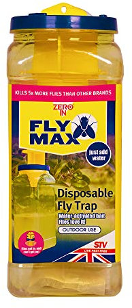 Zero In Ready Baited Disposable Fly Trap - Single-Use Water-Activated Fly Catcher - 4-Week Protection, Easy Setup & Disposal with Hang-Tab - Attracts Flies Up to 10 Metres