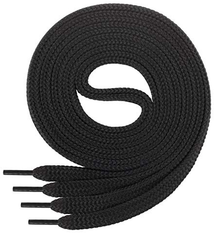 1 paire de lacets de qualité en polyester Di Ficchiano - anti déchirure - plat - env. 7 mm de large, 27 couleurs, longueur 60 - 200 cm - Noir - noir, 170 cm