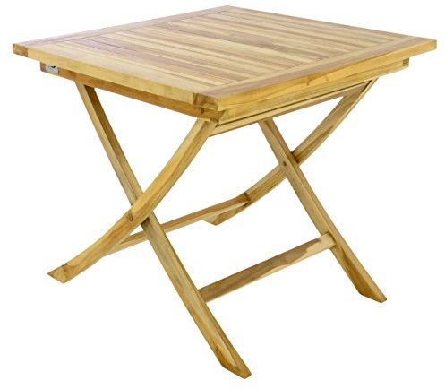 Divero klappbarer Gartentisch Bergen aus Teak Holz, unbehandelt – Farbe: Natur-Braun