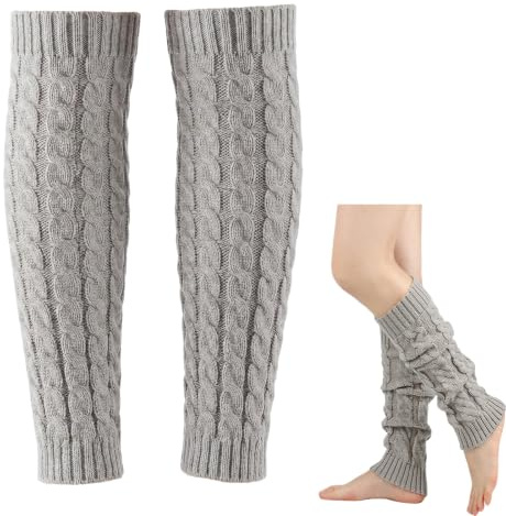 Elandy Calentadores térmicos de invierno cálidos para piernas, calcetines largos para botas, almohadillas para leggings para mujeres, señoras y niñas, (claro)