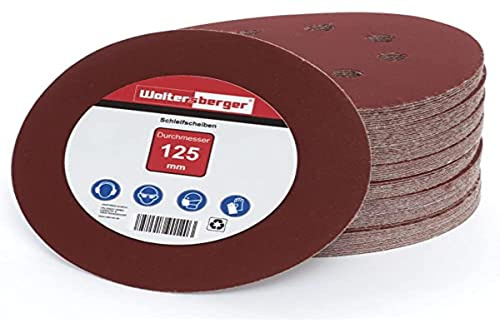 Woltersberger® Exzenter Schleifscheiben Ø 125mm | 8 Loch in rot | Schleifpapier für optimales schleifen, vielseitig einsetzbar, verschiedene Körnungen und Stückzahlen (50 Stück, P220 Körnung)
