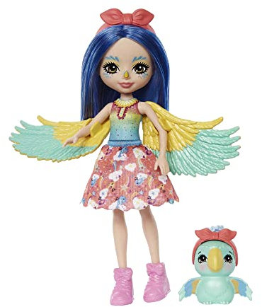 Enchantimals HHB89 - Prita Parakeet (Wellensittich) & Flatter Puppe, Spielzeug für Kinder ab 4 Jahren