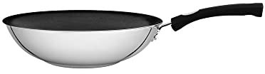 Tramontina Stainless Steel Wok | Non-Stick Pan | 28 cm (3.3 Litre) | Induction-Ready | Silicone Handles | Dishwasher-Safe 62138/288