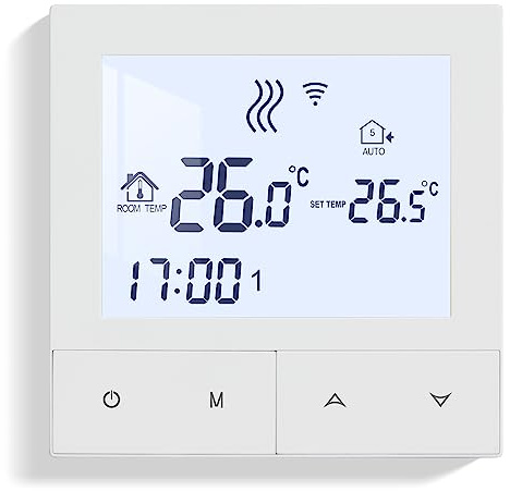 Beok Tuya Wifi Golvvärme Termostat,Smart Termostat Vattenburen Golvvärme,Programmerbar rumstermostatkompatibel med Tuya Smart/Alexa/Google Home 3A TDS72-WIFI-WP
