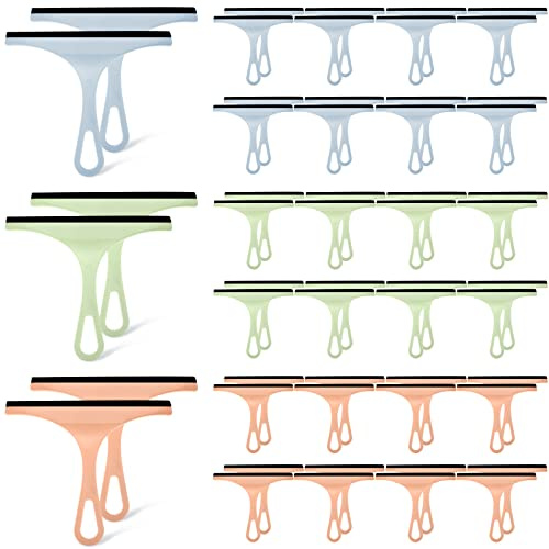 Didaey 48 Pcs Squeegee for Shower Glass Door, 8.7 Inch Silicone Shower Squeegee Small Glass Wiper Window Scrubber Household Cleaning Wiper Tool with Hanging Hole for Car Windshield, Pink, Blue, Green