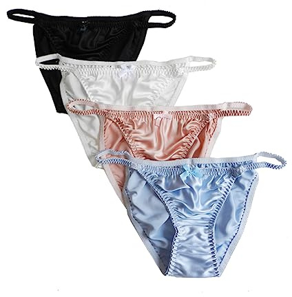 Yavorrs Sexy Women's 100% Silk Panties String Bikini (as1, alpha, xx_l, regular, regular, 4 Pack A)