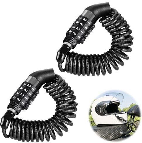 2 Stück Helmschloss Kabelschloss Schloss mit Zahlencode Zahlenschloss 4 Stellig Fahrradschloss Klein Skischloss für Motorräder Roller Autotüren Garagen