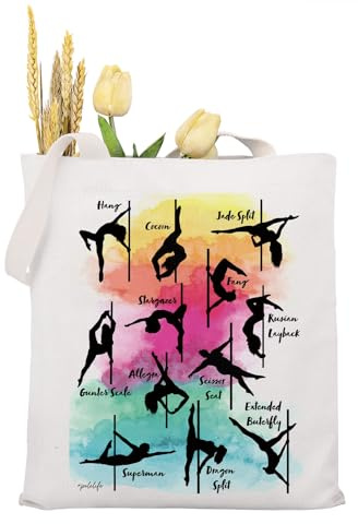 KUIYAI Borsa tote con stampa di pole dance regalo pole dance mosse e pose regalo per amanti della danza, Pole Dance Poseuk, middle