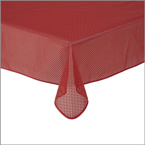 Tischdecke Gartentischdecke Karo Rot 110x140 cm Outdoor Weichschaum PVC rechteckig Terrasse Garten rutschfest wetterfest