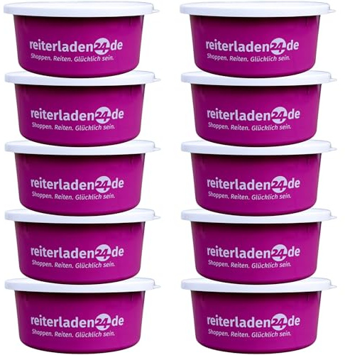 RL24 - Leckerlischale | Müslischale mit Deckel für Pferde | Futterschale zur Aufbewahrung von Leckerli & Pferdefutter | Leckerli-Dose in Pink | 10 Schalen á 5l (10er Set) | Pferdezubehör