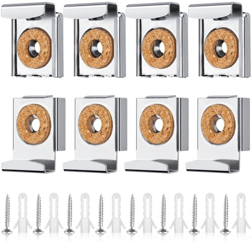 Caianwin 8 fijaciones de espejo sin marco, soportes de espejo con tacos y tornillos, adecuados para baños e inodoros