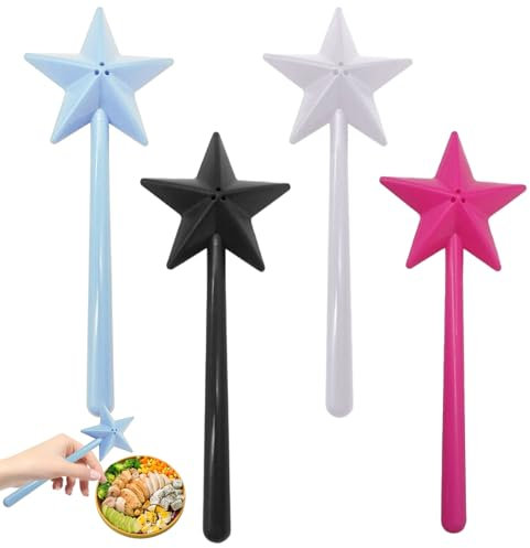 4Pezzi Bacchette Magiche per Sale e Pepe,Spargere Spezie con Fori,Saliera con Bacchetta Magica a Forma di Stella,Speziere Multicolore,Forniture per la Cucina di Casa
