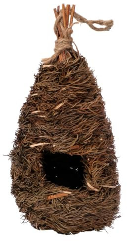 Toddmomy Abri Artificiel pour Oiseaux Nid en Herbe Tissée Nid De Reproduction Doiseaux Atmosphère Naturelle Vert Foncé pour Oiseaux