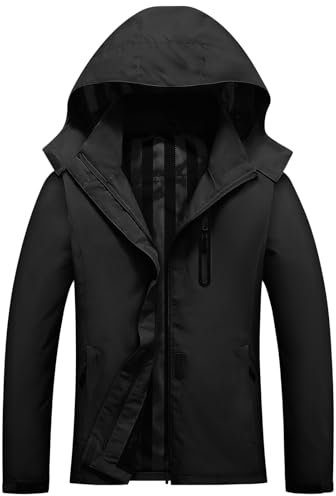 UMIPUBO Mujer Chaqueta Impermeable Chubasquero Cortavientos Exteriores Lluvia Abrigo Ligero Transpirable Deportiva Primavera Otoño Capucha Impermeável Senderismo Vientos Cazadora(Negro,L)