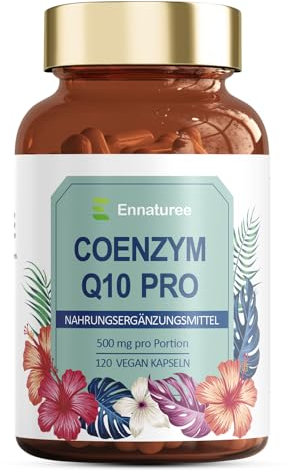 Q10 Kapseln Hochdosiert, 120x mit 500mg Coenzym Q10 Pro Kapsel, Hochwertiges Vegan aus Fermentation - ohne unerwünschte Zusätze, Vorrat für 4 Monate