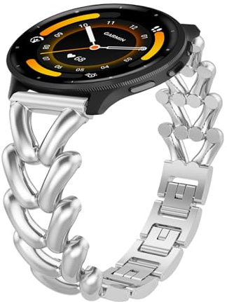 KeHowy 22 mm metallarmband för Garmin Venu 3 45 mm/Forerunner 265/255 Music/vivoactive 4/Venu 2/Active, damersättningsarmband för Huawei Watch GT 5/5 Pro/GT 4/3/Watch 4/3 Pro/GT 2 (46 mm) – silver
