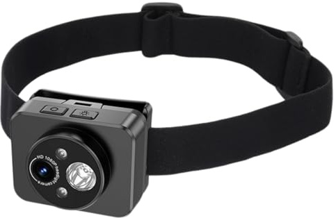 Videocamera sportiva da testa, 1080p, con luce LED, registratore sportivo con grandangolo a 120°, supporta scheda TF fino a 128 GB, action camera vivavoce per registrazione all'aperto e viaggi