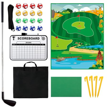Battle Set – golfklubba för barn, sticky-mål-golfspel, putting-matta för inomhus och utomhus, träningsdesign med racketputting-grön | Nybörjare-vuxen-familj för underhållning
