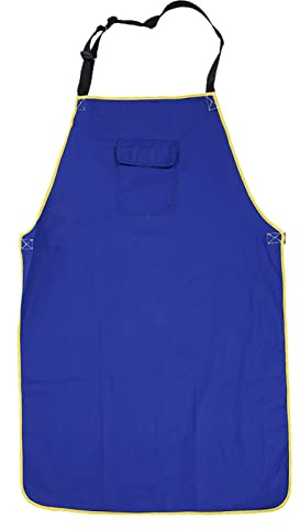 Jwthee Delantal de soldadura ignífugo, Delantal de trabajo resistente, Delantales de trabajo ajustables de alta resistencia con bolsillo frontal para procesamiento, corte y soldadura de