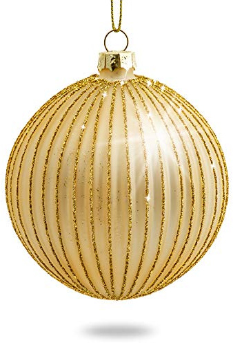 SIKORA Highlights 4er Set ausgefallene Christbaumkugeln aus Glas Gold Weihnachtskugel Christbaumschmuck, Farbe | Modell:Modell Helsinki Gold, Höhe in cm:8 cm