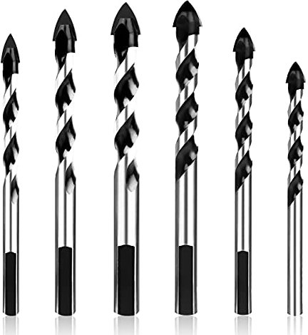Flintronic Juego de Brocas para Azulejos, 6PCS Set de Brocas(4/6/6/8/10/12 mm) Punta de Carburo de Tungsteno, Adecuado Para Azulejos de Acero Al Carbono, Madera,Vidrio, Porcelana, Hormigón Plástico