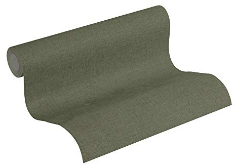 Livingwalls New Walls Vliestapete einfarbig 10,05 m x 0,53 m - Grün - Tapete leicht strukturiert - 374312