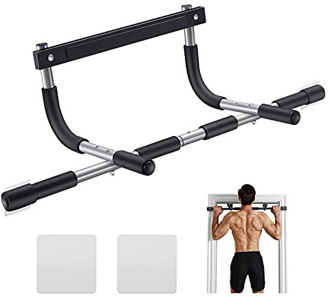 Ally Peaks Klimmzugstange, verdicktes Stahlrohr, super robuster Stahlrahmen, obere Trainingsstange, Multi-Griffstärke für Tür, Klimmzugstange, Fitness-Trainer für Zuhause, tragbar (silber2)