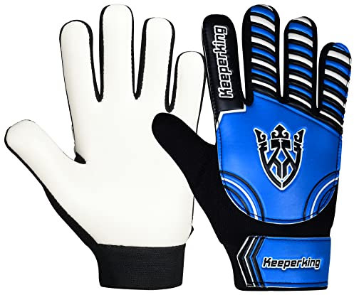 Keeperking Torwarthandschuhe Kinder, Jungen und Mädchen, Junior Fußballhandschuhe Fußball Spielerhandschuhe für Jungen tormannhandschuhe Große 4-7 (Claw 2.0 Blau, 5)