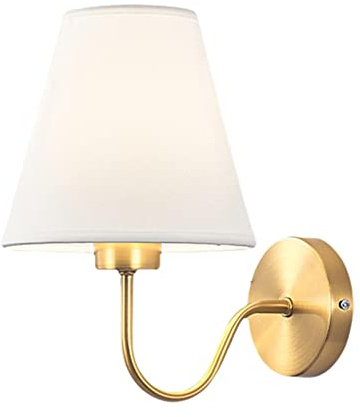 Milageto Lámpara de Pared para cabecera de Estilo Europeo E27, candelabro de Pantalla, Farol de iluminación Decorativa para Lectura, Escalera, Cocina, Porche, Blanco