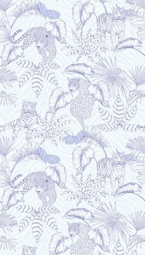 A.S. Création Non-Woven Wallpaper - Leopard Wallpaper in White, Blue and Purple - Wall Wallpaper for Various Rooms - XXL Wall Picture 2.80 m x 1.59 m