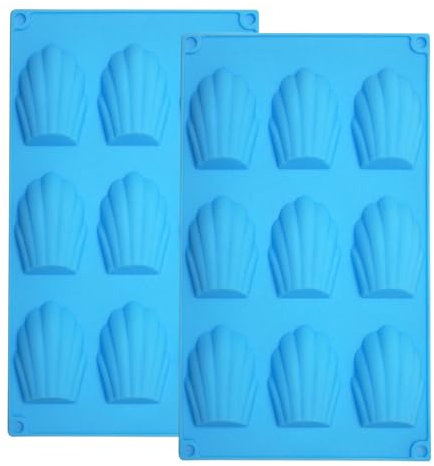 YXHZVON 2 Stücke Mini Madeleine Backformen, Silikon Backform für Madeleine, 9 Hohlräume Bärentatzen Backform für Kuchen Schokolade Süßigkeiten Kekse (Blau)